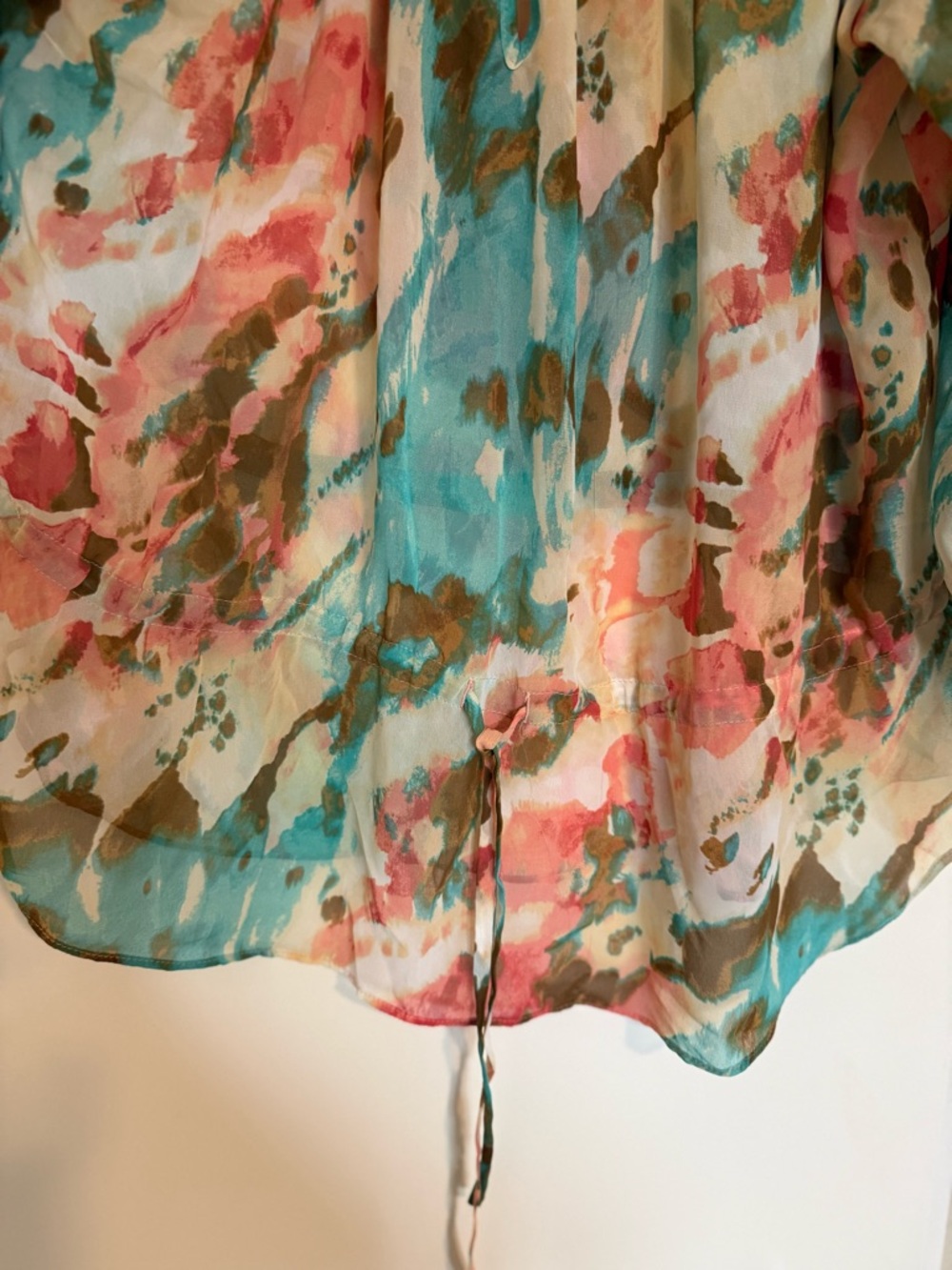 Apt. 9 Turquoise Multi Floral Tie-Front Sheer Blouse - Picture 5 of 15